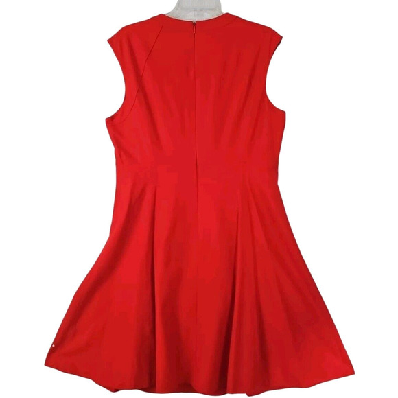 Antonio Melani ~Woman Size 12~ Coral Red Sleeveless Classic Sheath Dress V-Neck. - Picture 3 of 11